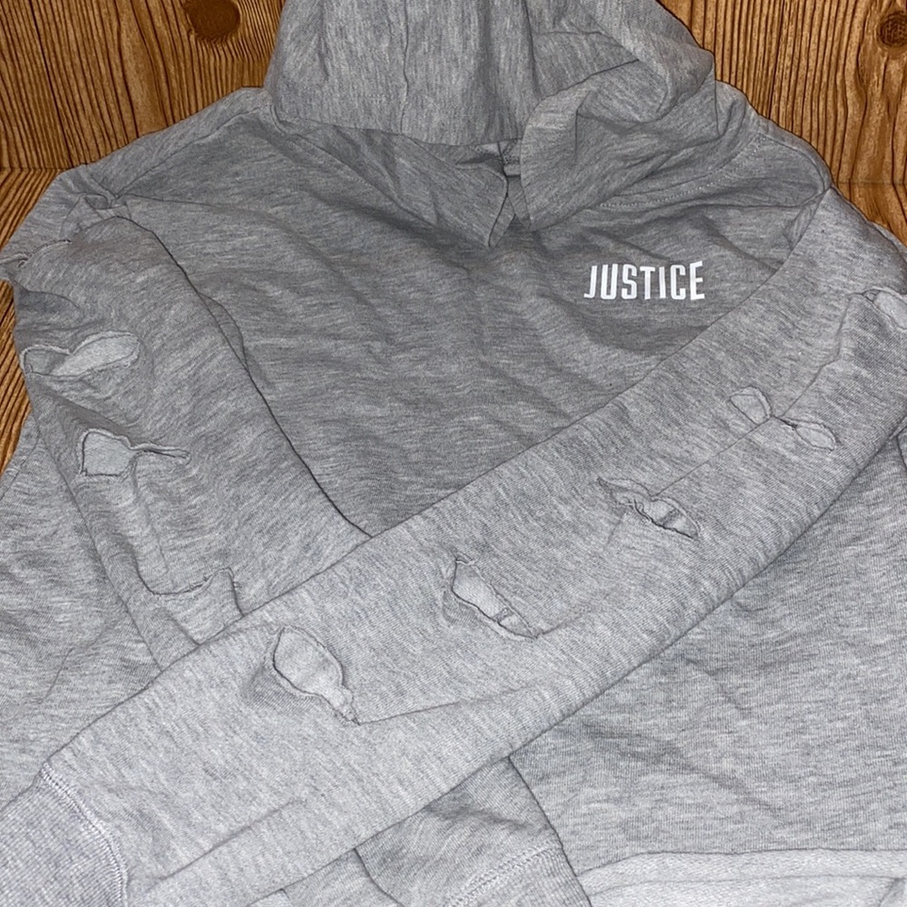 Justice Cropped sleeve chopped Hoodie sz 14/16
